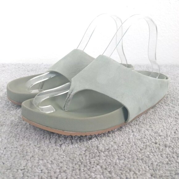 Caslon Sandals Womens Size 7.5 Shoes Thong Sandal Sage Green Slip On Leather - Picture 2 of 12